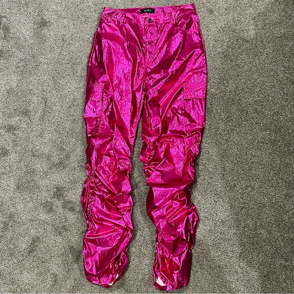 AKIRA pink metallic cargo pants - NWT